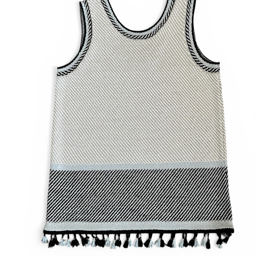 $138 Nic+Zoe Women's Color block Sleeveless Lagenlook Tank Fringe Tassels XS